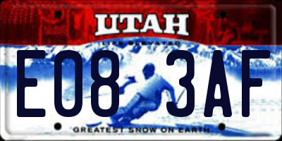 UT license plate E083AF