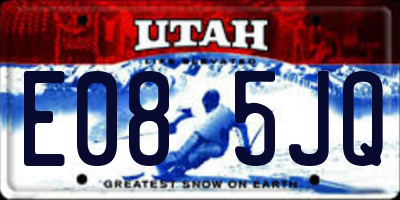 UT license plate E085JQ