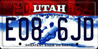 UT license plate E086JD