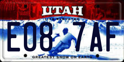 UT license plate E087AF