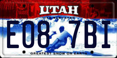 UT license plate E087BI