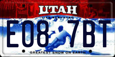 UT license plate E087BT