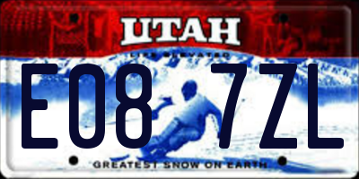 UT license plate E087ZL