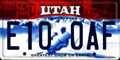 UT license plate E100AF