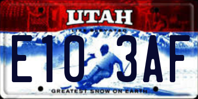 UT license plate E103AF