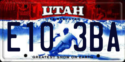 UT license plate E103BA