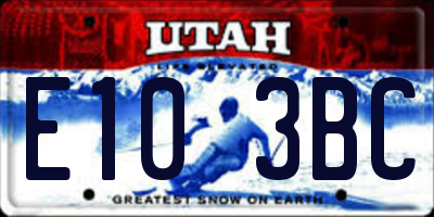 UT license plate E103BC