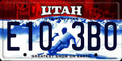 UT license plate E103BO