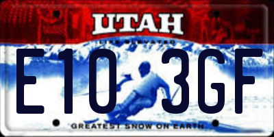 UT license plate E103GF