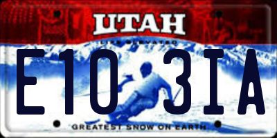 UT license plate E103IA