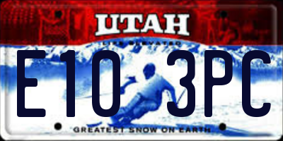 UT license plate E103PC