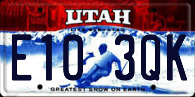 UT license plate E103QK