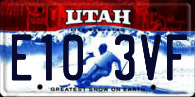 UT license plate E103VF