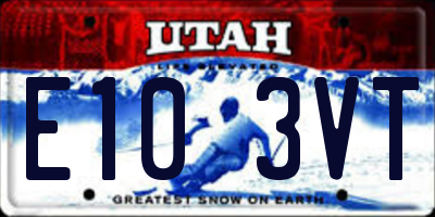 UT license plate E103VT