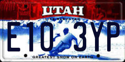 UT license plate E103YP