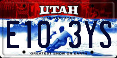 UT license plate E103YS