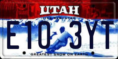 UT license plate E103YT