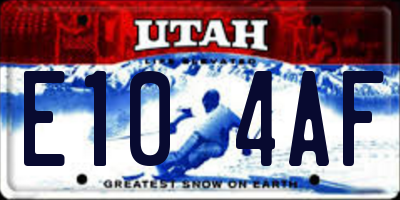 UT license plate E104AF