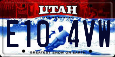 UT license plate E104VW