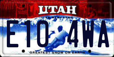 UT license plate E104WA
