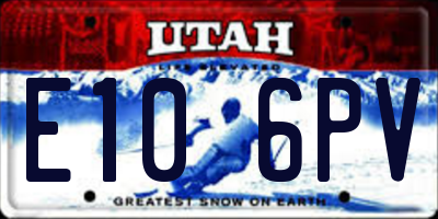 UT license plate E106PV