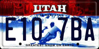 UT license plate E107BA