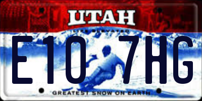 UT license plate E107HG