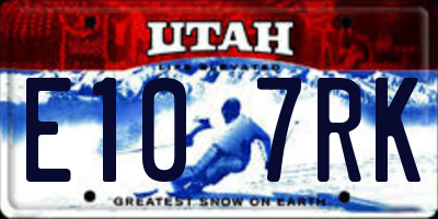 UT license plate E107RK