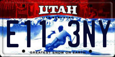 UT license plate E113NY
