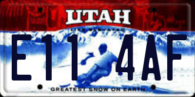 UT license plate E114AF