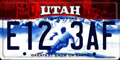 UT license plate E123AF