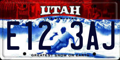 UT license plate E123AJ