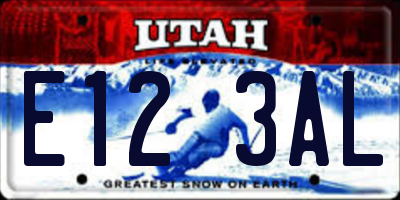 UT license plate E123AL
