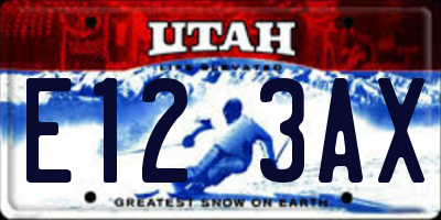 UT license plate E123AX