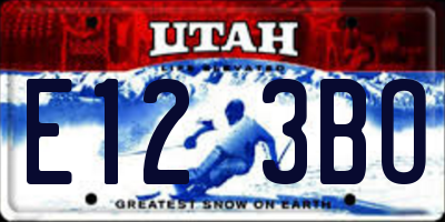 UT license plate E123BO
