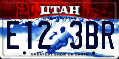 UT license plate E123BR