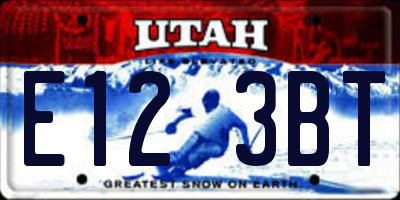 UT license plate E123BT