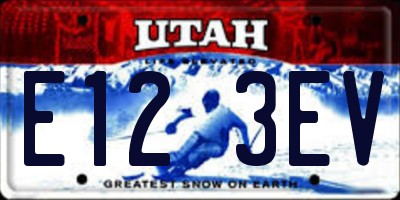 UT license plate E123EV