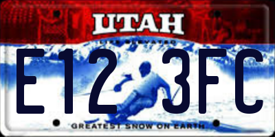 UT license plate E123FC