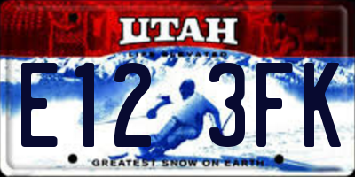 UT license plate E123FK