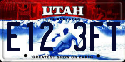 UT license plate E123FT