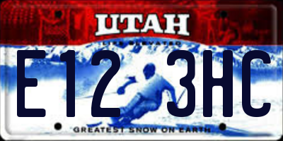 UT license plate E123HC