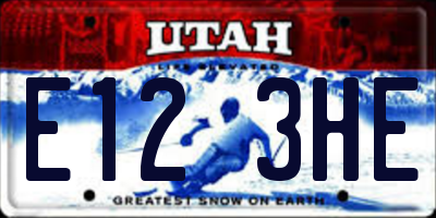 UT license plate E123HE