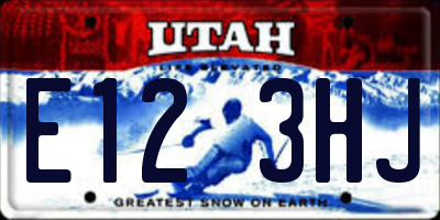 UT license plate E123HJ
