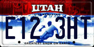 UT license plate E123HT