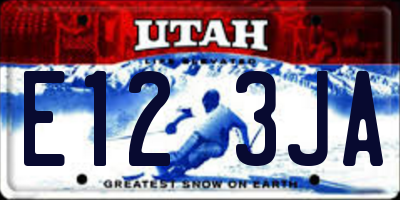 UT license plate E123JA