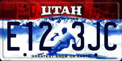 UT license plate E123JC