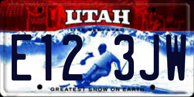 UT license plate E123JW