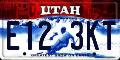 UT license plate E123KT