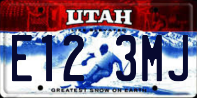 UT license plate E123MJ